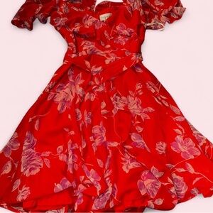 Floral Red Mini Dress
